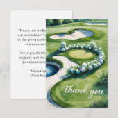 Golf Wedding mit Text auf Golfplatz Dankeskarte (Vorne/Hinten)