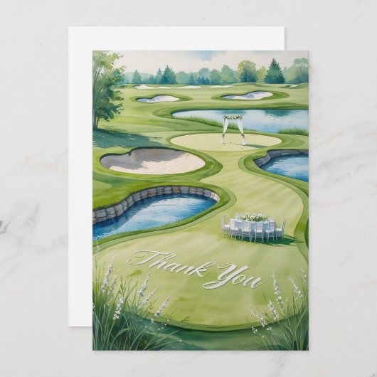 Golf Wedding mit Text auf Golfplatz Dankeskarte (Vorne/Hinten)