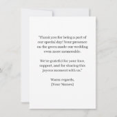 Golf Wedding mit Text auf Golfplatz Dankeskarte (Rückseite)