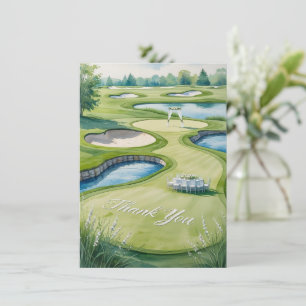 Golf Wedding mit Text auf Golfplatz Dankeskarte