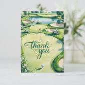 Golf Wedding mit Text auf Golfplatz Dankeskarte (Stehend Vorderseite)
