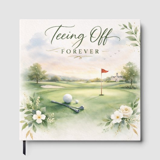 Golf Wedding Napkins | Teeing Off Forever Country Gästebuch (Vorderseite)