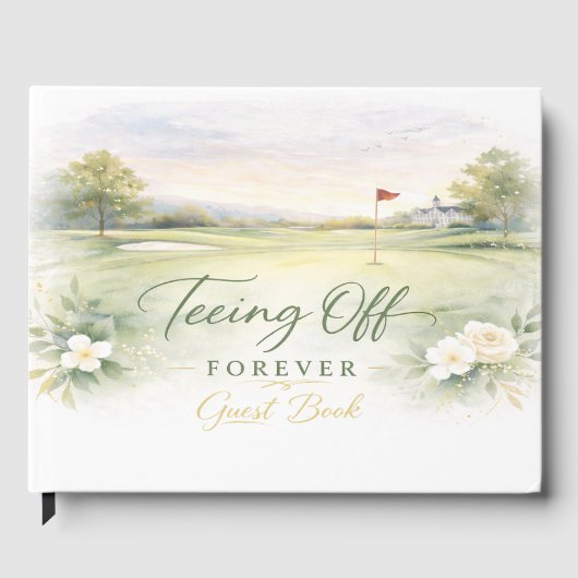 Golf Wedding Napkins | Teeing Off Forever Country Gästebuch (Vorderseite)