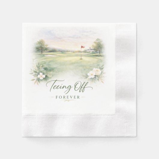 Golf Wedding Napkins | Teeing Off Forever Country Serviette (Vorderseite)