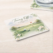 Golf Wedding Paper Cups | Teeing Off Forever  Rechteckiger Pappuntersetzer (angewinkelt)