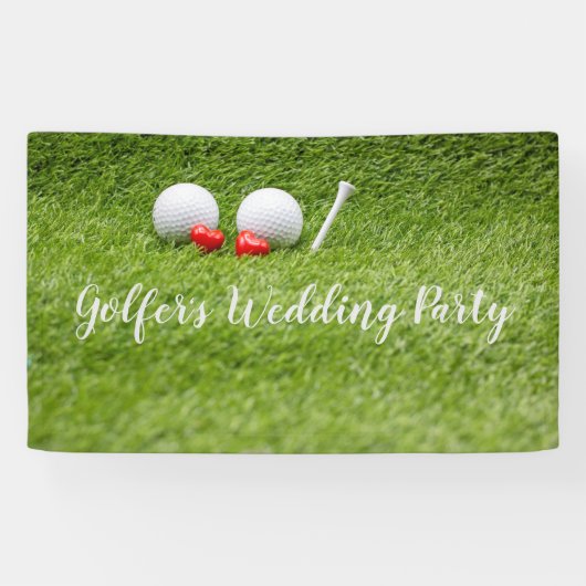 Golf Wedding Party mit Golfball und Herz-Liebe Banner (Horizontal)