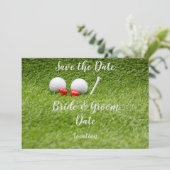 Golf Wedding Party mit Golfball und Herz-Liebe Einladung (Stehend Vorderseite)