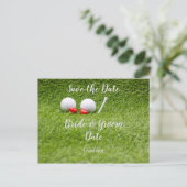 Golf Wedding Party mit Golfball und Herz-Liebe Postkarte (Stehend Vorderseite)