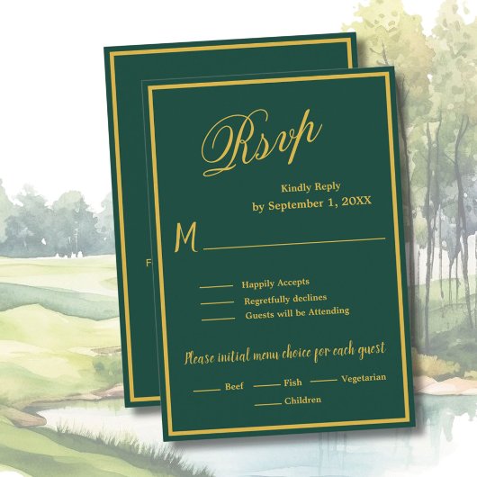 Golf Wedding RSVP Card QR Code Optional  Karte