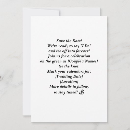 Golf Wedding Save the Date Golf Thema Einladung (Rückseite)