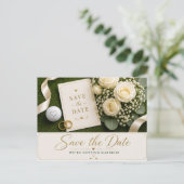 Golf Wedding Save the Date Invitation Postkarte (Stehend Vorderseite)