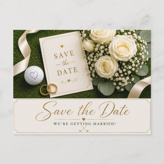 Golf Wedding Save the Date Invitation Postkarte (Vorderseite)