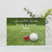 Golf Wedding speichern Sie das Datum mit Liebe Gol Einladung (Stehend Vorderseite)