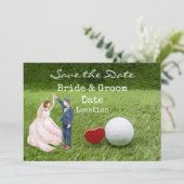 Golf Wedding speichern Sie das Datum mit Liebe Gol Einladung (Stehend Vorderseite)