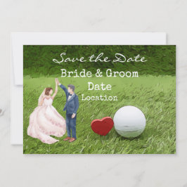 Golf Wedding speichern Sie das Datum mit Liebe Gol Einladung