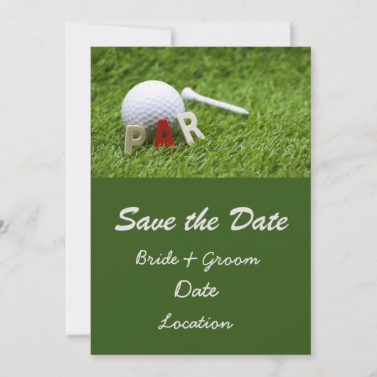 Golf Wedding speichern Sie das Datum par to pair Einladung (Vorderseite)