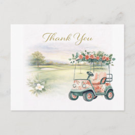 GOLF WEDDING thank you card with golf cart  Postkarte