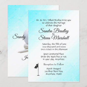 Golf Wedding Thema Aqua Einladungen