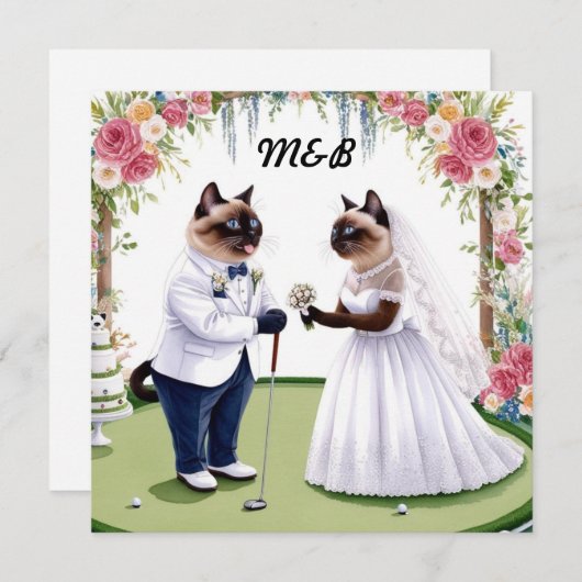 Golf Wedding Thema für Cat Lovers GOLFER Einladung (Vorne/Hinten)
