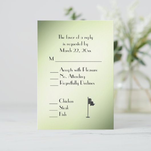 Golf Wedding Thema Green UAWG with Menu Selection RSVP Karte (Stehend Vorderseite)