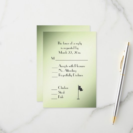Golf Wedding Thema Green UAWG with Menu Selection RSVP Karte (Vorderseite/Rückseite Beispiel)