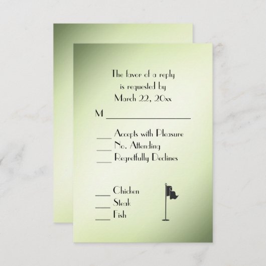 Golf Wedding Thema Green UAWG with Menu Selection RSVP Karte (Vorne/Hinten)