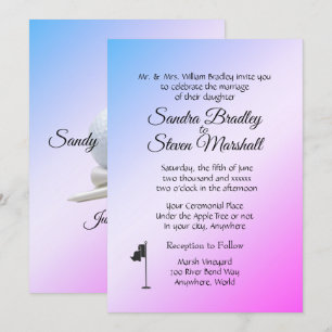 Golf Wedding Thema Lila Einladungen