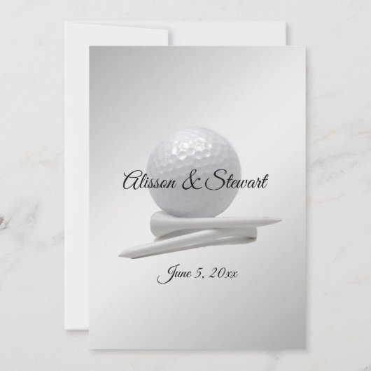 Golf Wedding Thema Silberne Einladungen (Rückseite)