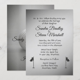 Golf Wedding Thema Silberne Einladungen
