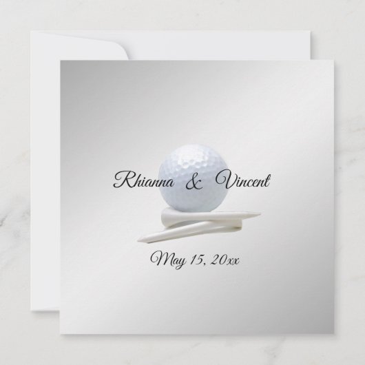 Golf Wedding Thema Silberne Einladungen (Rückseite)
