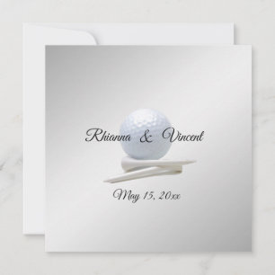 Golf Wedding Thema Silberne Einladungen
