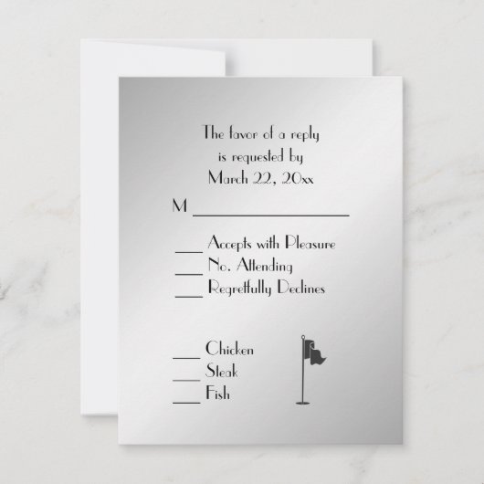 Golf Wedding Theme Silver Menu UAWG RSVP Karte (Vorderseite)