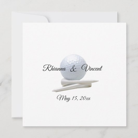 Golf Wedding Theme White Invitations Einladung (Rückseite)