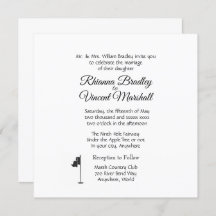 Golf Wedding Theme White Invitations