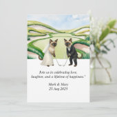 Golf Wedding themed for Cat Lovers Einladung (Stehend Vorderseite)