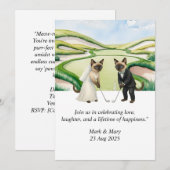 Golf Wedding themed for Cat Lovers Einladung (Vorne/Hinten)
