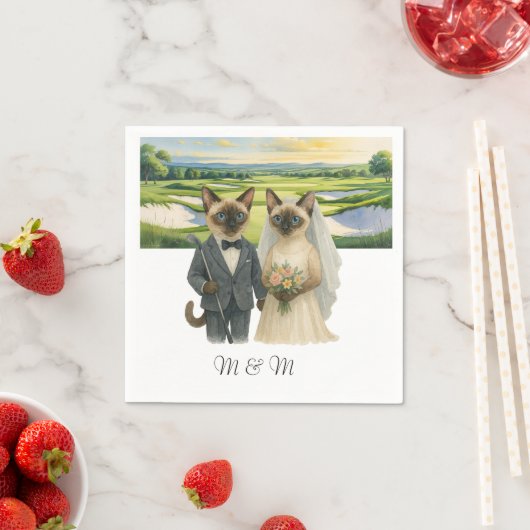 Golf Wedding themed for Cat Lovers Serviette (Beispiel)