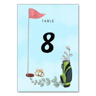 Golf Wedding Tischnummer Card Bridge & Groom