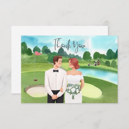 Golf Wedding Vielen Dank für Ihre Karte für Golfer (Vorne/Hinten)