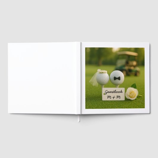 Golf Wedding with balls on green grass bride groom Gästebuch (Voll)