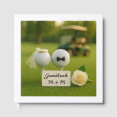 Golf Wedding with balls on green grass bride groom Gästebuch (Vorderseite)