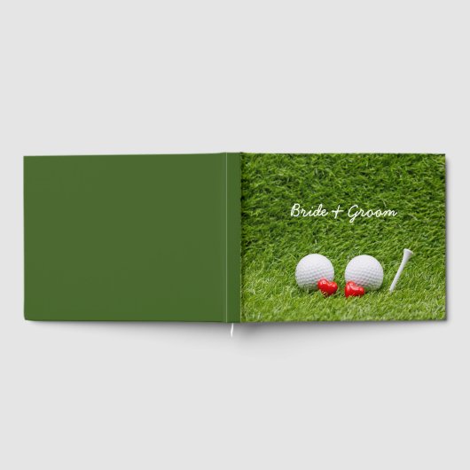 Golf Wedding zwei Golfbälle auf Grün mit Liebe Gästebuch (Voll)