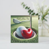 Golf WEDING mit Golfball auf grüne Einladung (Stehend Vorderseite)