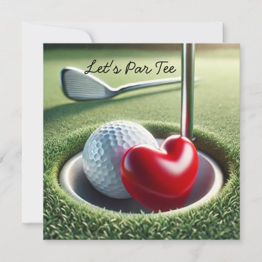 Golf WEDING mit Golfball auf grüne Einladung (Vorderseite)