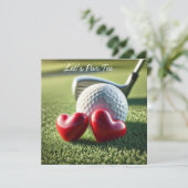 Golf WEDING mit Golfball auf grüne Einladung (Stehend Vorderseite)
