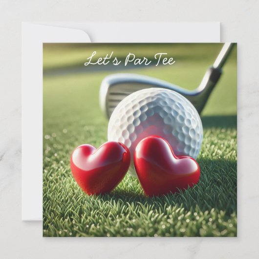 Golf WEDING mit Golfball auf grüne Einladung (Vorderseite)