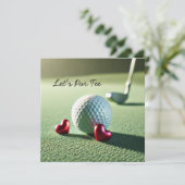 Golf WEDING mit Golfball auf grüne Einladung (Stehend Vorderseite)