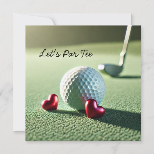 Golf WEDING mit Golfball auf grüne Einladung (Vorderseite)