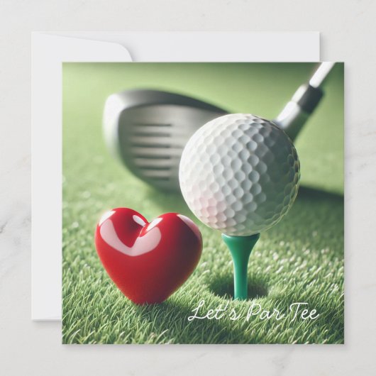 Golf WEDING mit Golfball auf grüne Einladung (Vorderseite)