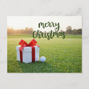 Golf-Weihnachten auf dem Grün für Golfer Feiertagspostkarte